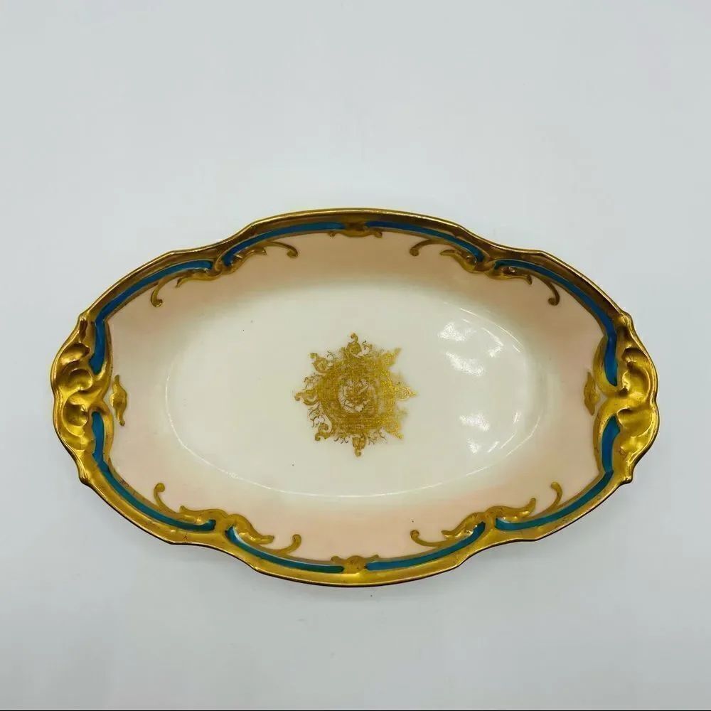 Vintage B&H Limoges Hand Painted Oval Trinket Dish